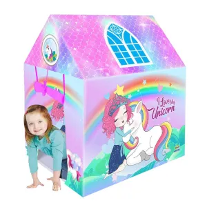 Unicorn Teepee Play Tent House for Kids-Multicolor