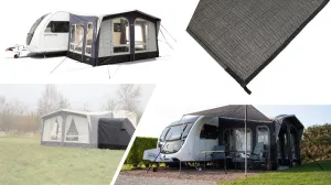 Vango Riviera Air Awning 390 Elements TC Package With Free Tall Annex Elements TC - Riviera, Caravan Awning Side Canopy and    CP225 - Breathable Fitted Carpet - Riviera 390