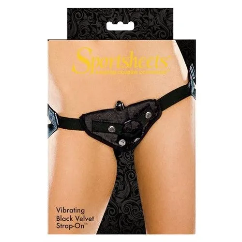 Vibrating Black Velvet Strap On