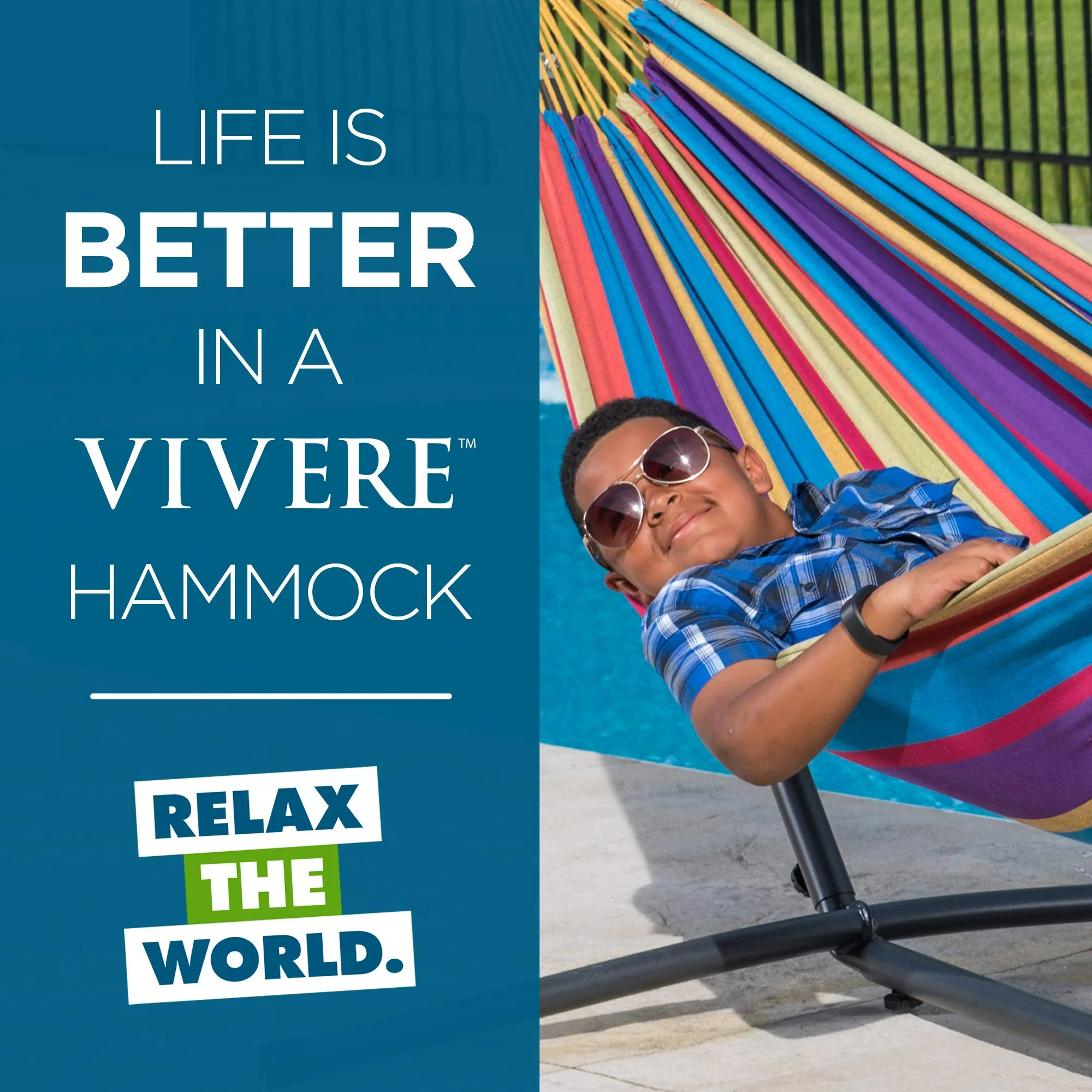 Vivere Double Cotton Hammock with Stand