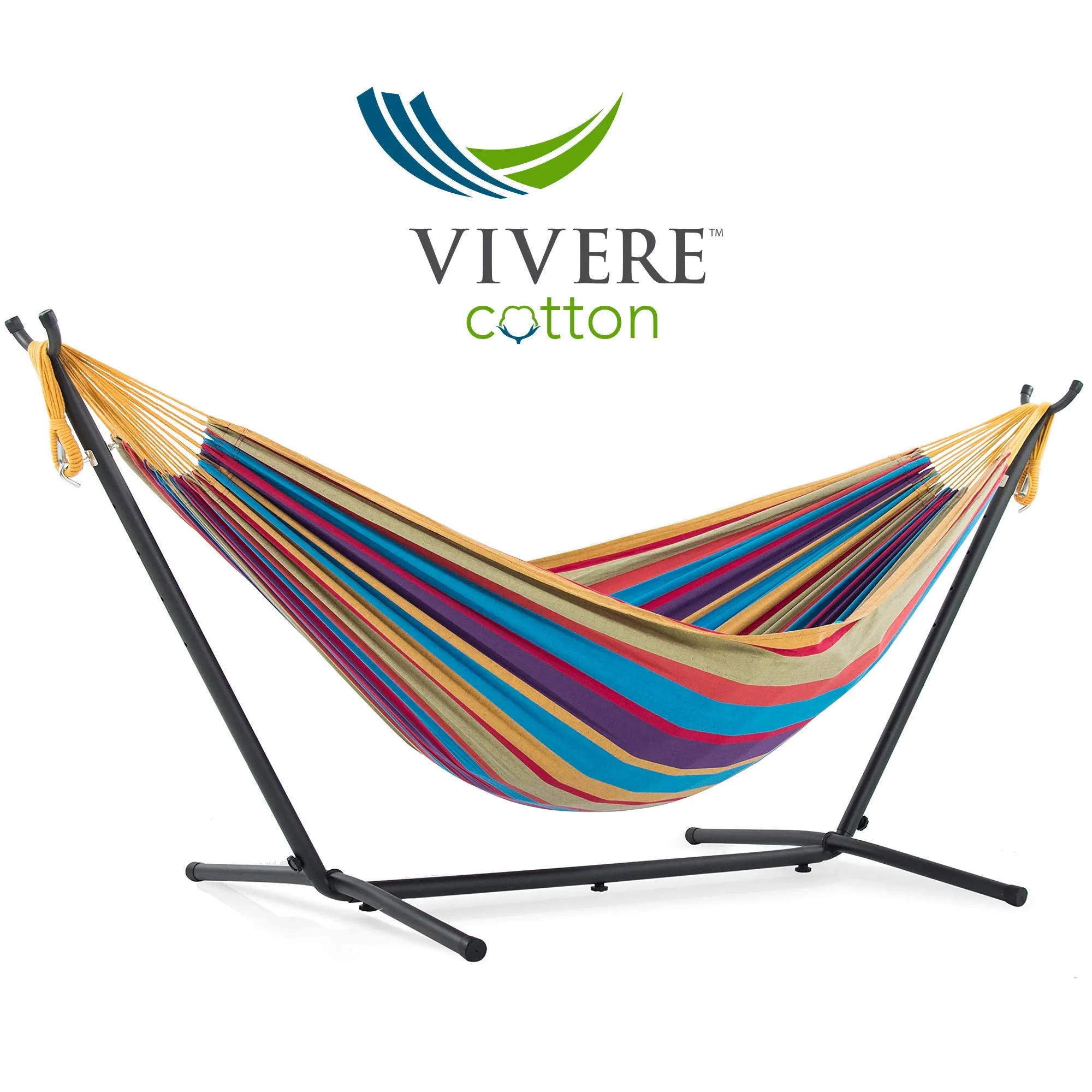 Vivere Double Cotton Hammock with Stand