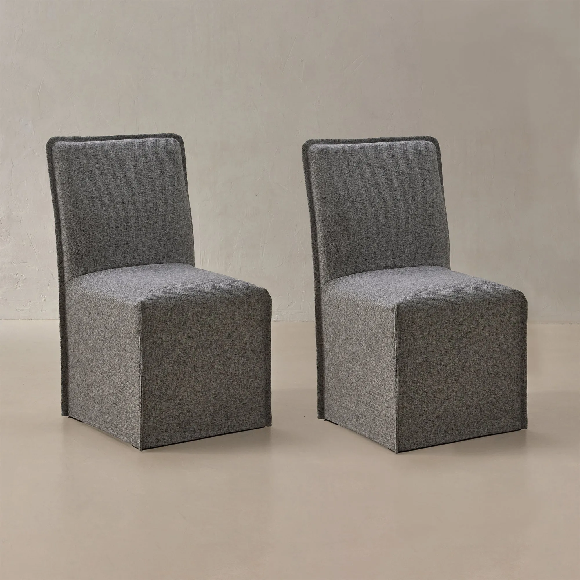 Washable Upholstered Dining Chair | 19” Back Height in Ash (Set of 2)