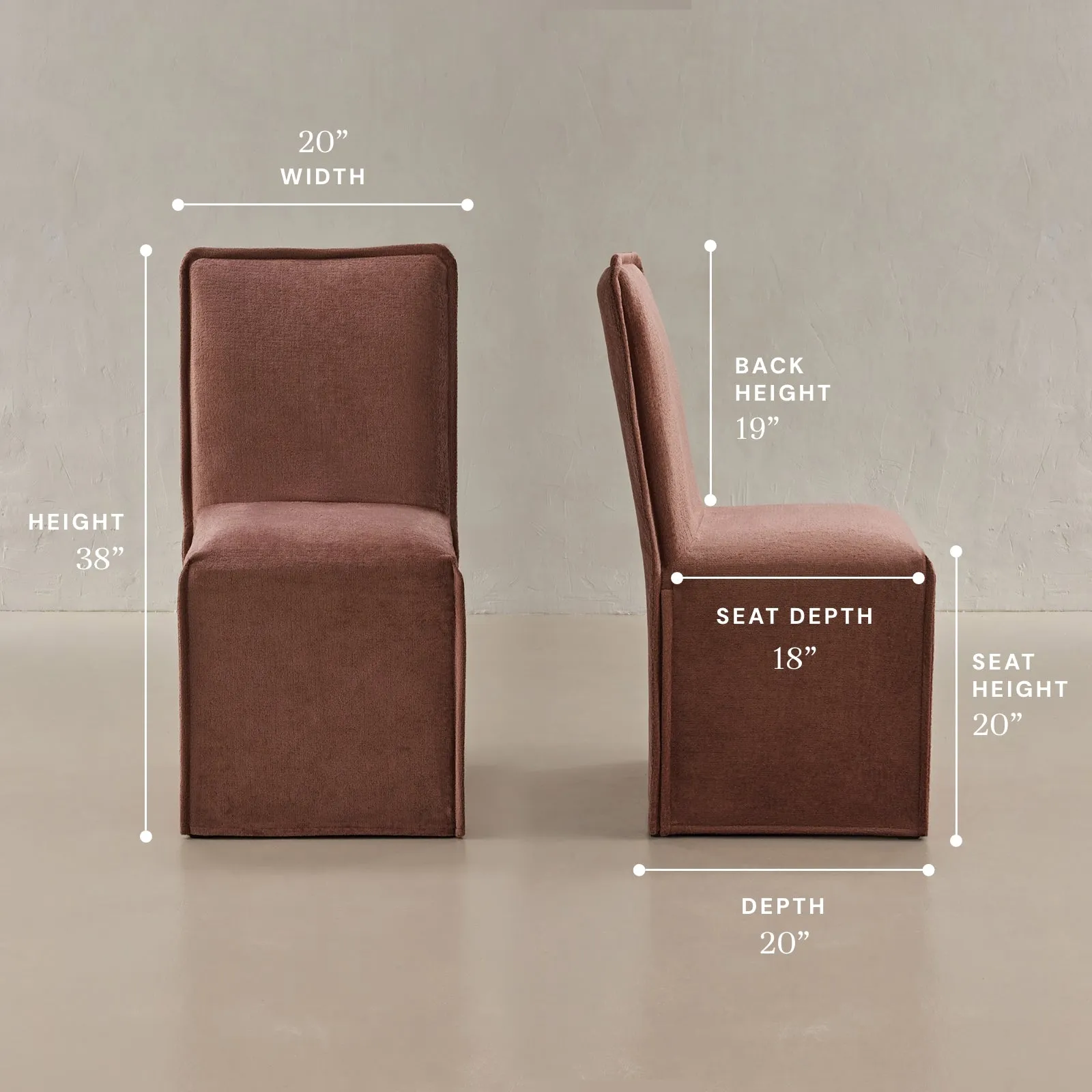 Washable Upholstered Dining Chair | 19” Back Height in Chestnut