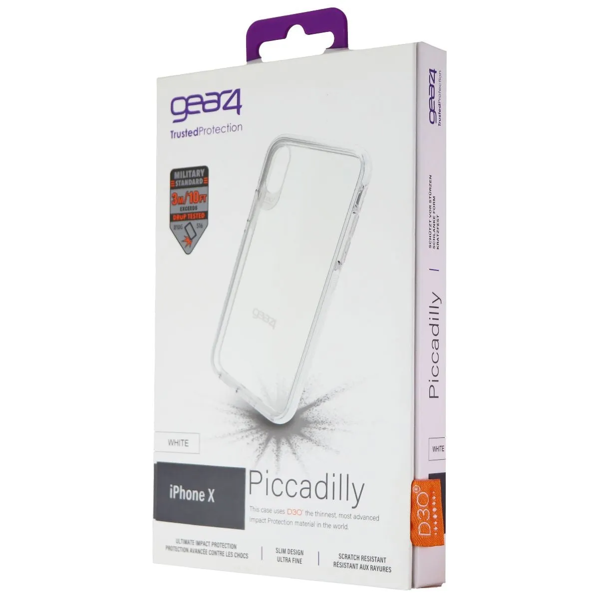 ZAGG Piccadilly Series Hybrid Case with D30 for Apple iPhone Xs/X - Clear/White