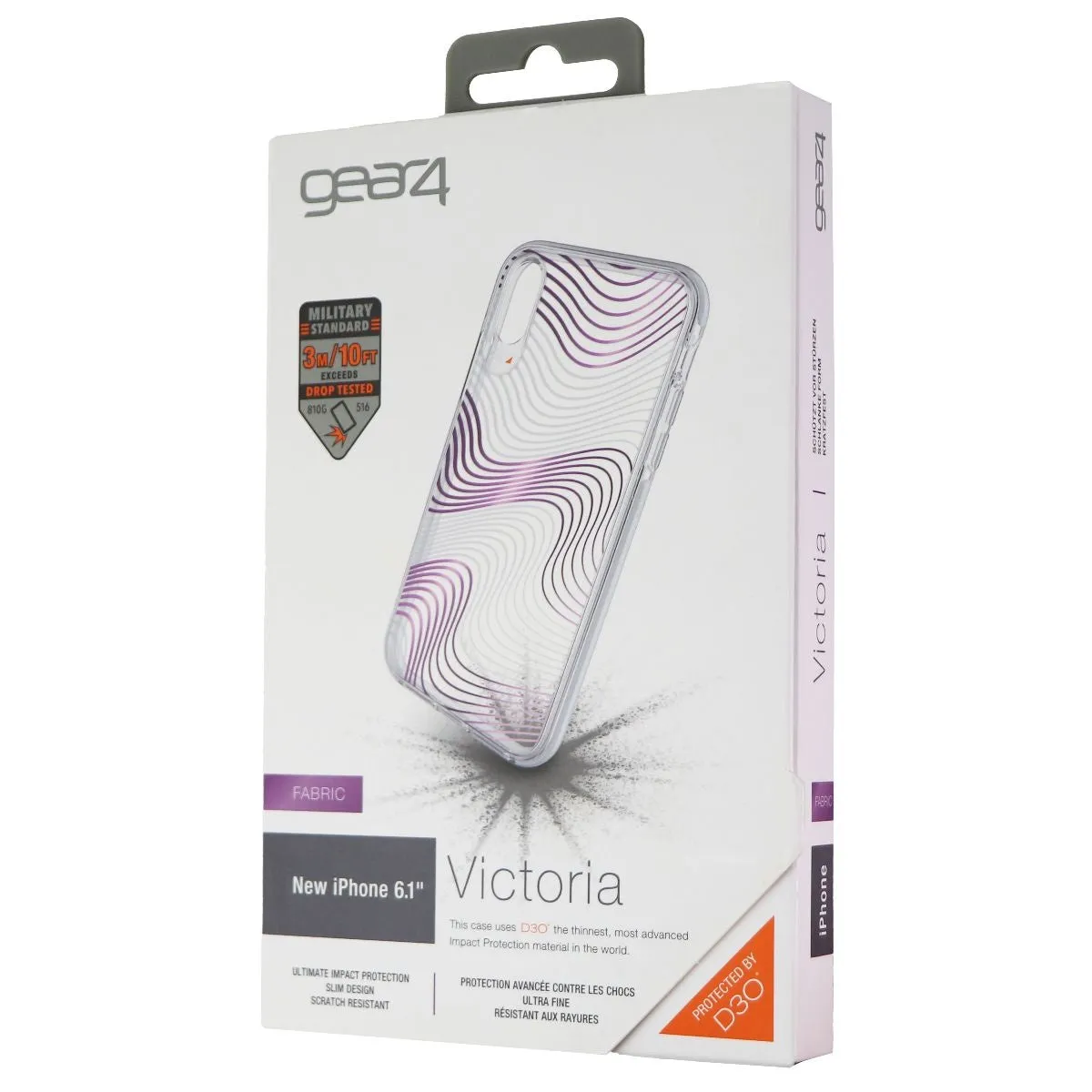 ZAGG Victoria Case for Apple iPhone XR - Clear / Purple Fabric Waves